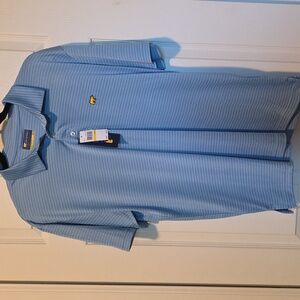 Men's Blue Striped Polo Shirt